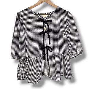 Monteau Black and White Gingham Blouse